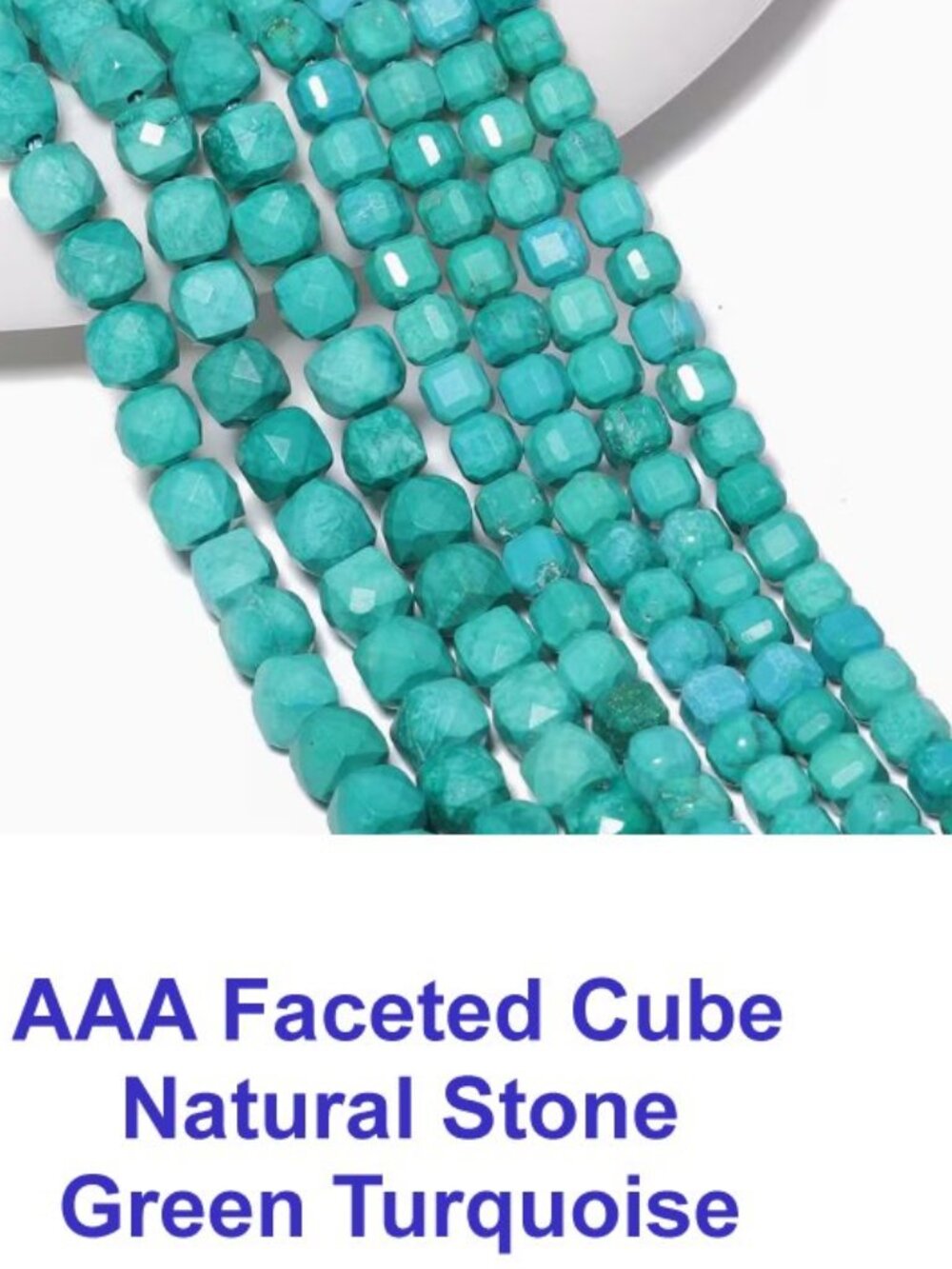 AAA Faceted Cube Natural Stone Green Turquoise 5Mm About 61 Beads